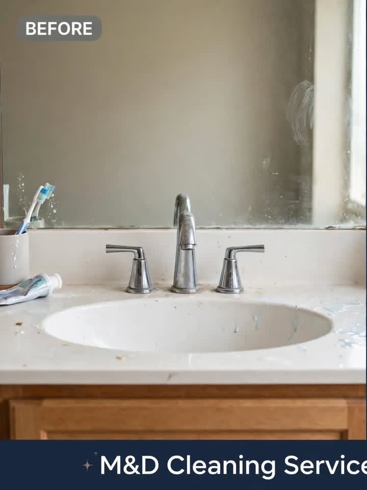 Before: Bathroom sink & mirror — streak-free shine by MD Cleaning Services LLC